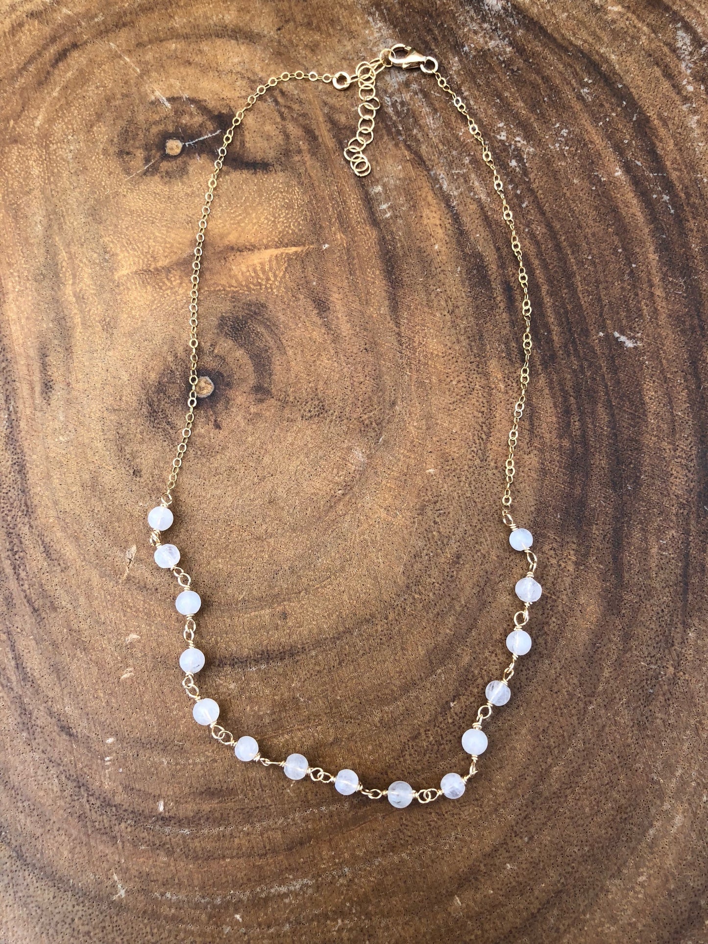 Moonstone beaded hand made wire wrapped choker