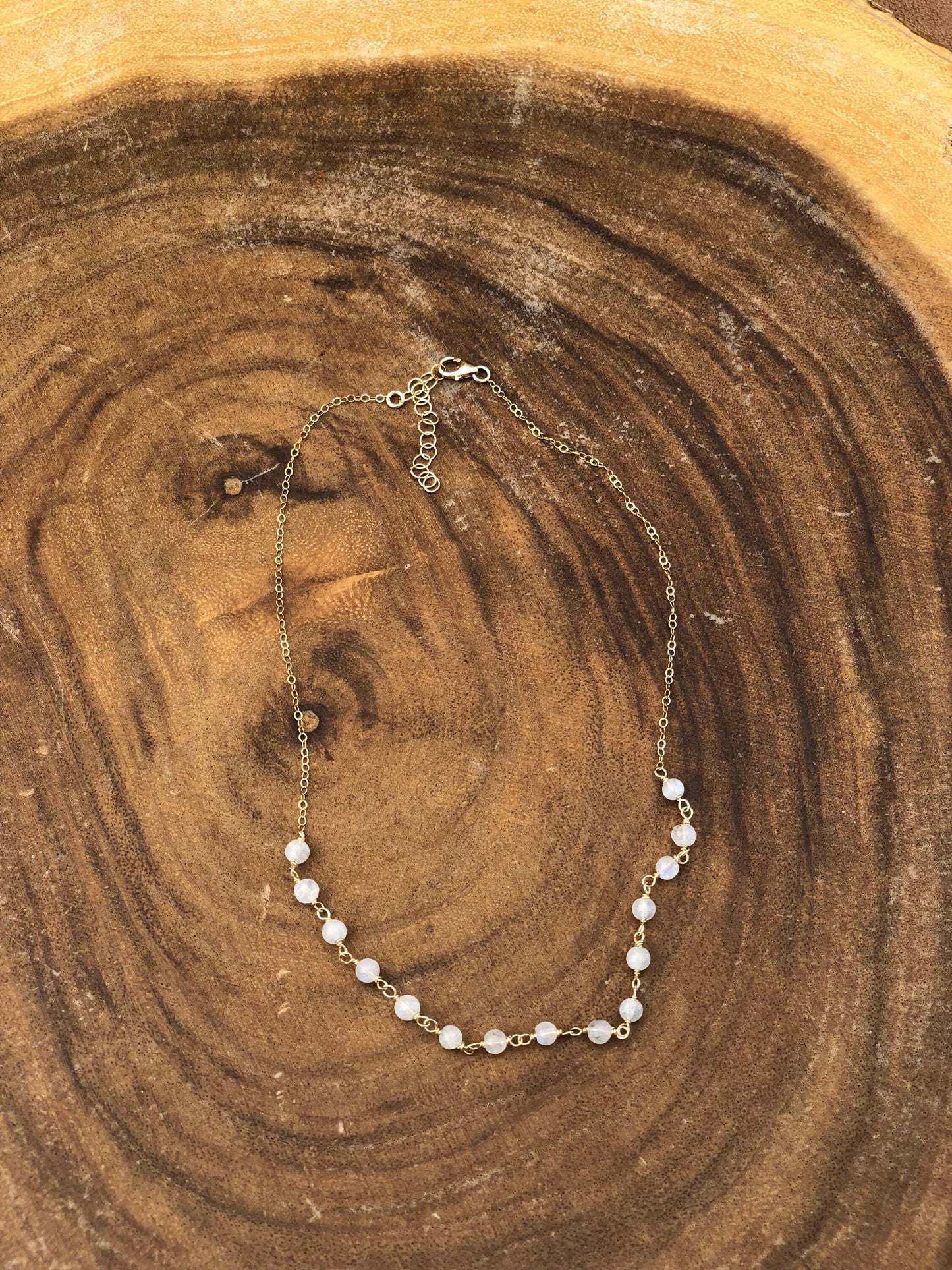 Moonstone beaded hand made wire wrapped choker