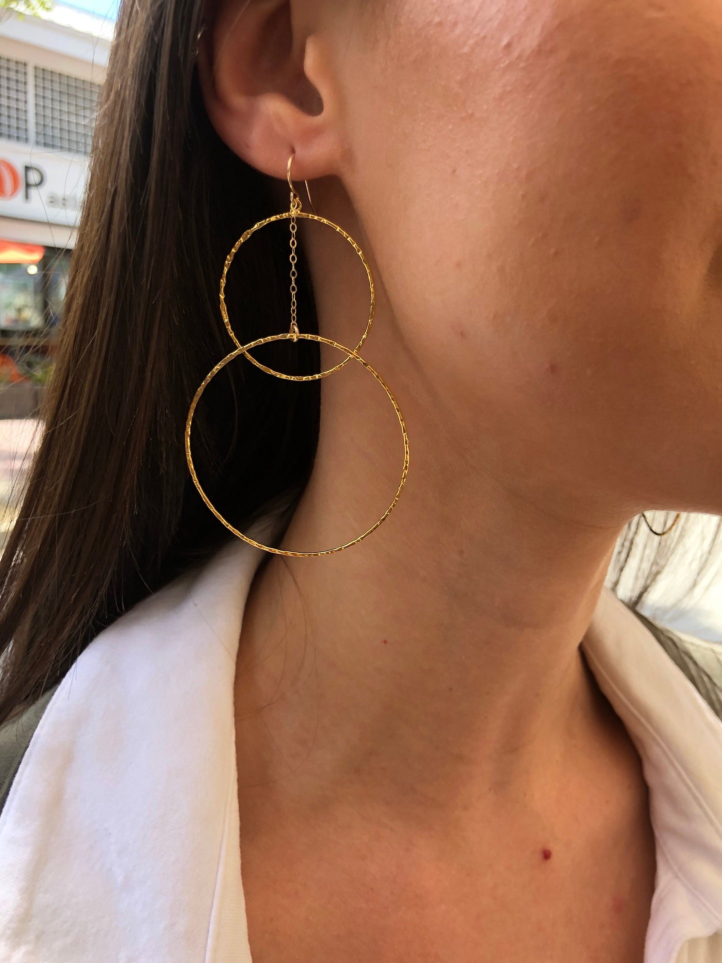 Double hoop dangle earrings