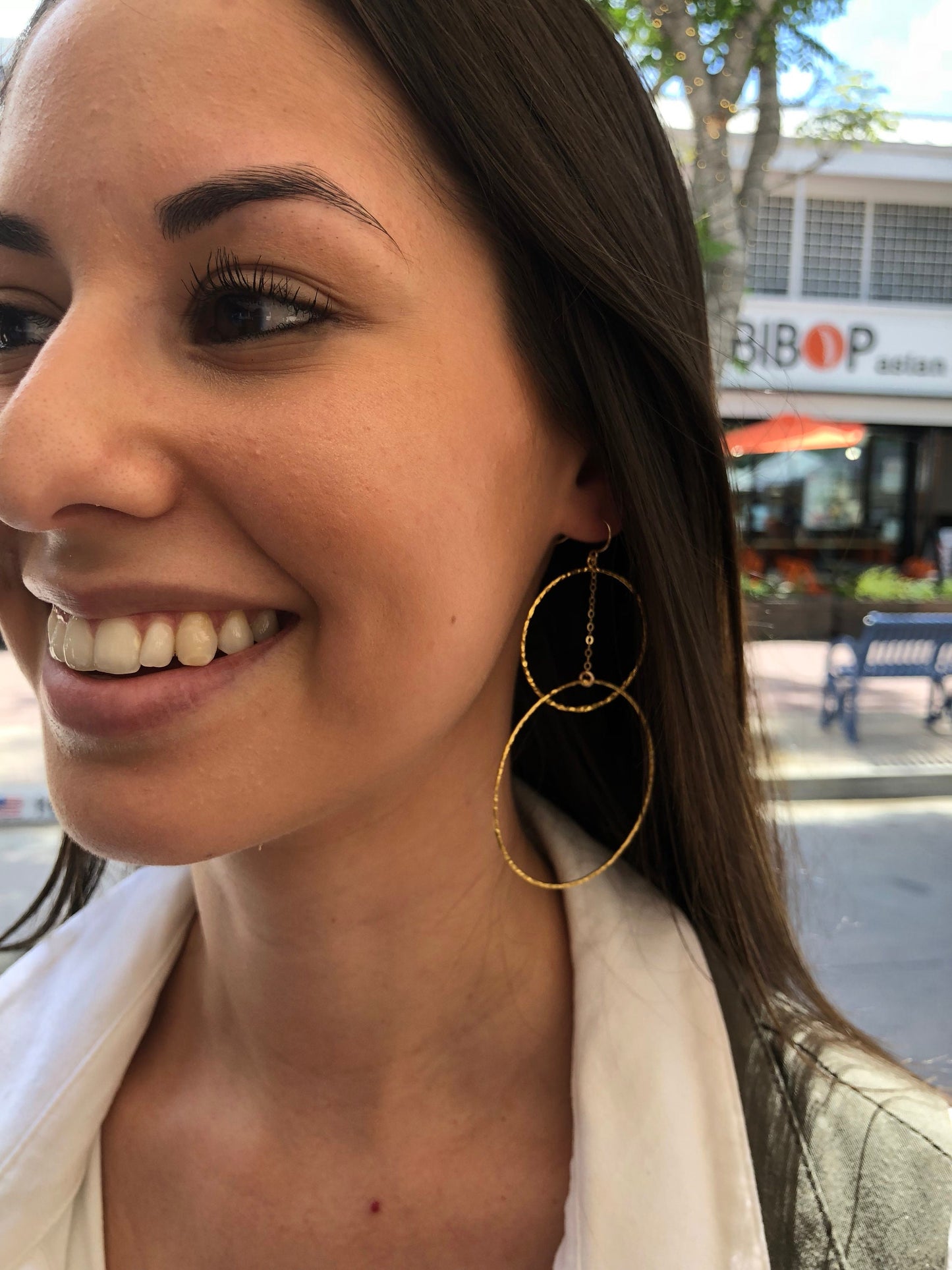 Double hoop dangle earrings