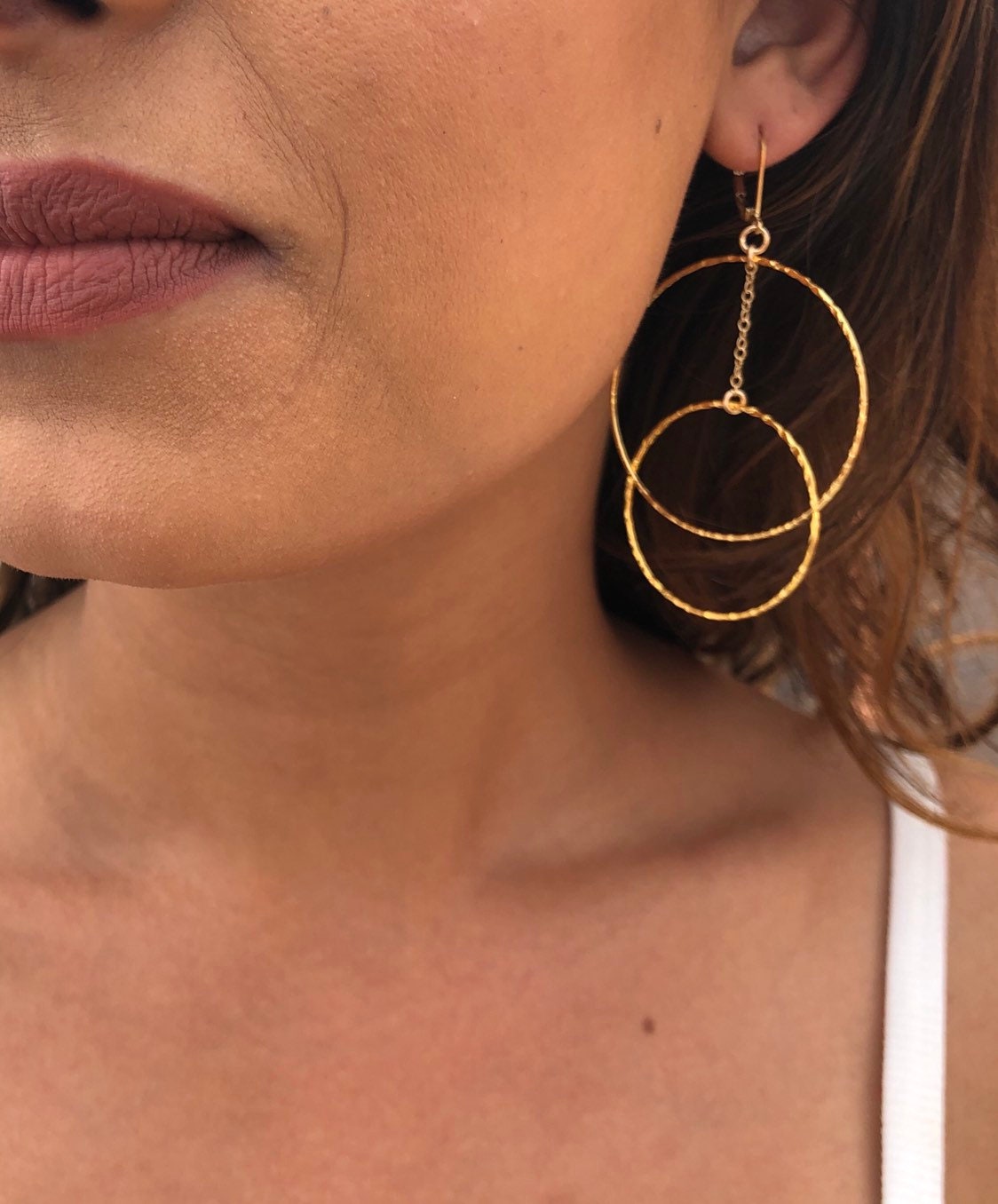 Double hoop dangle earrings