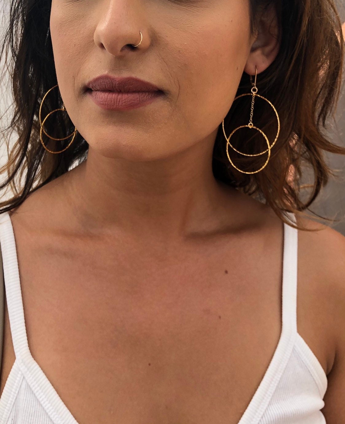 Double hoop dangle earrings