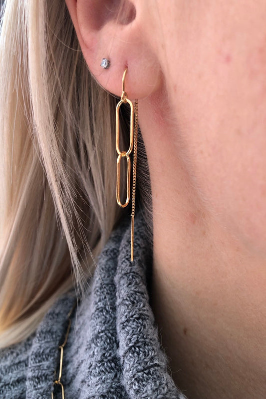 Large paper clip threader earrings