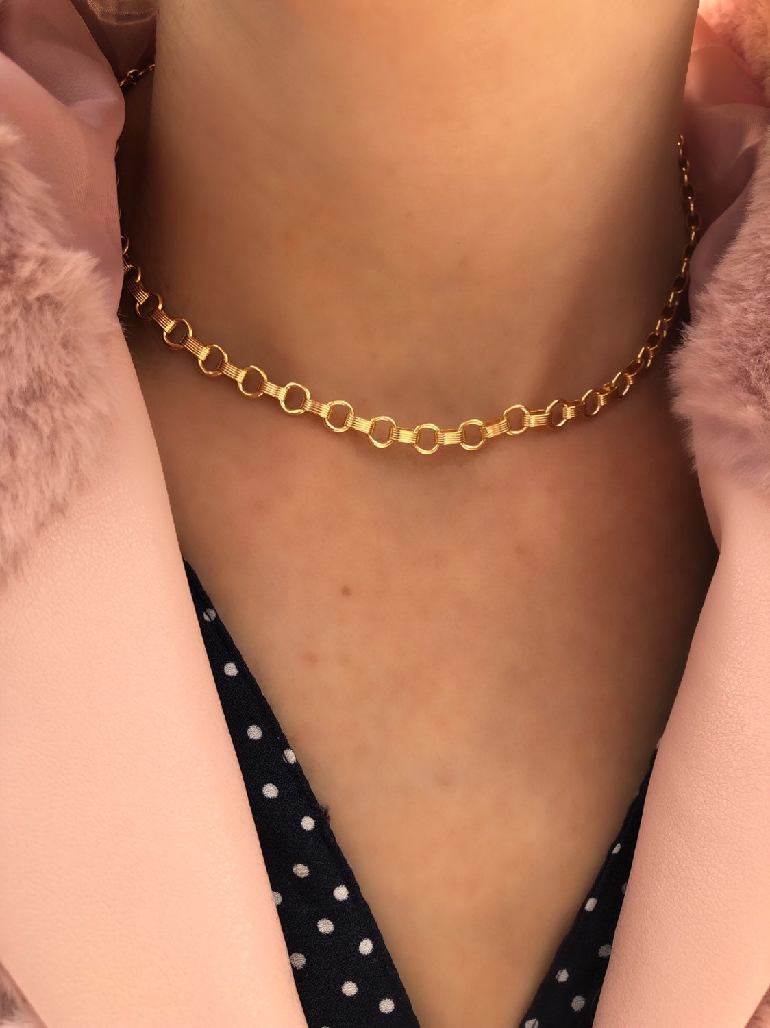 Link chain choker-Gold filled or Sterling silver