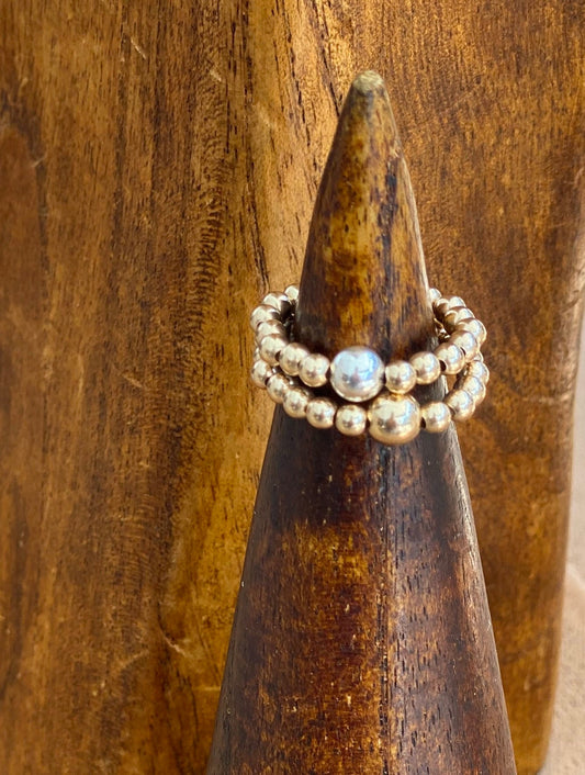 Beaded stackable rings, Gold filled, Sterling silver