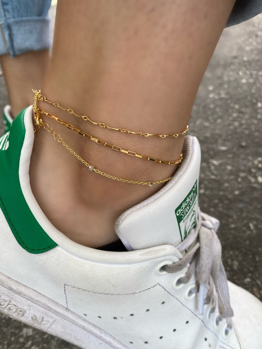 Link chain anklets- Gold filled or Sterling silver