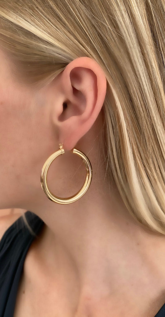 Chunky hoops large hoop, 14k gold filled