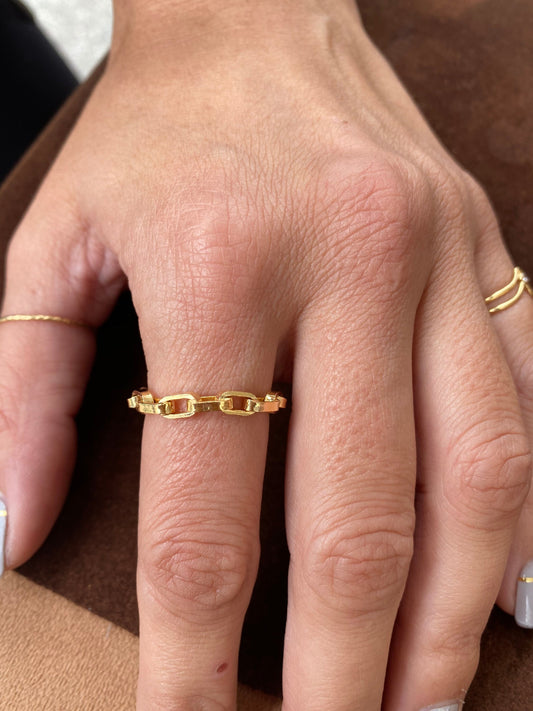 Chunky chain ring, gold filled or Sterling silver