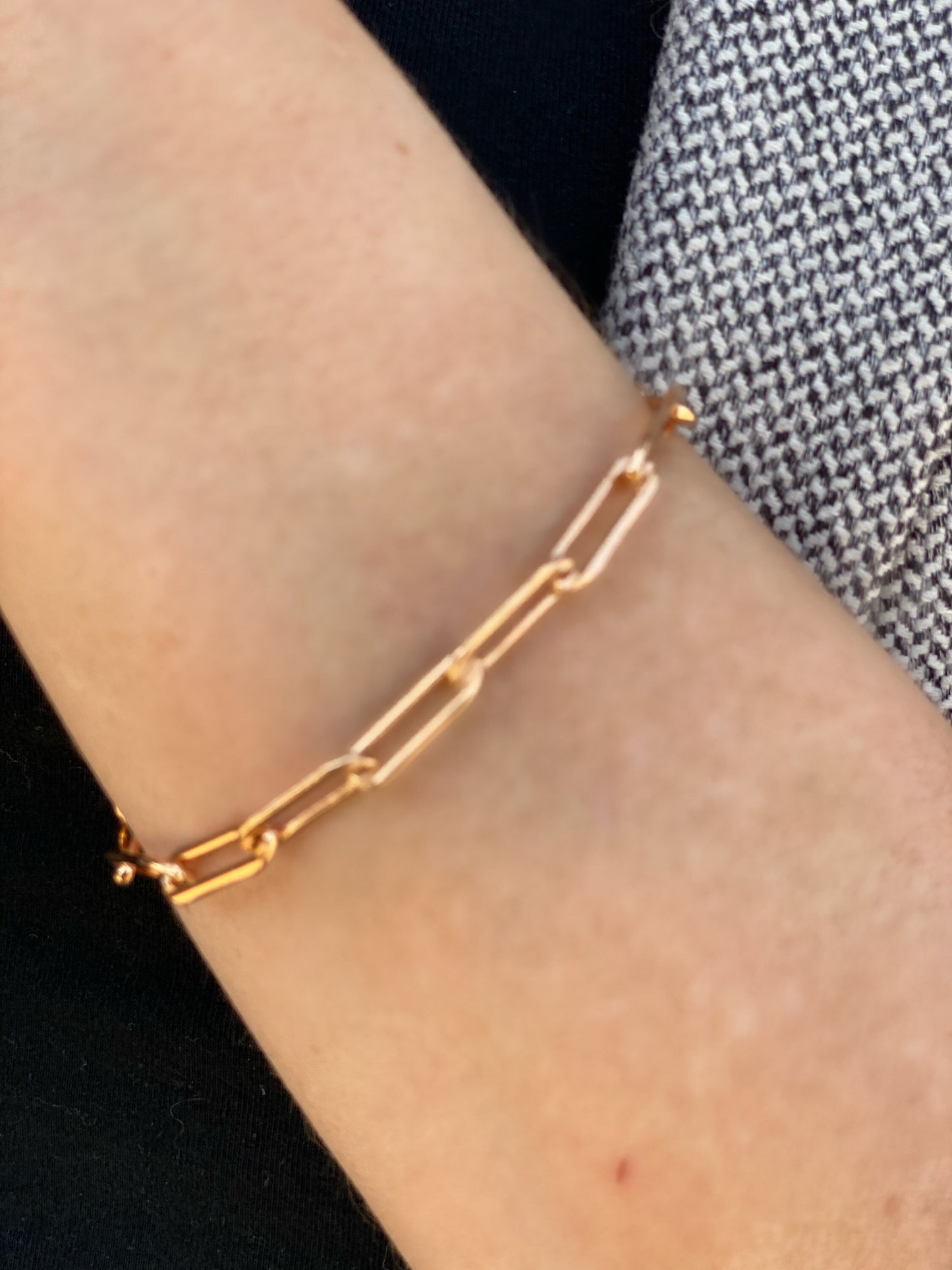 Rose gold filled paper clip chain bracelet