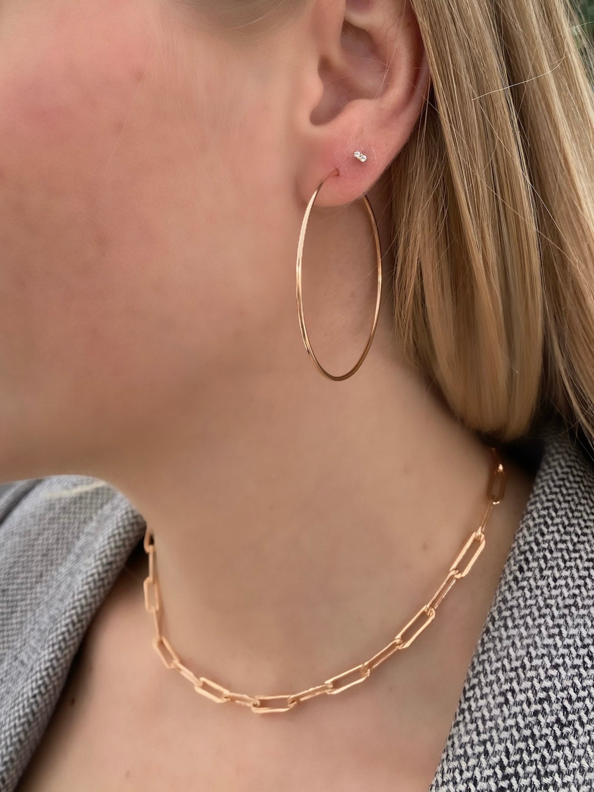 Large 50mm endless thin hoop earrings - Main Image