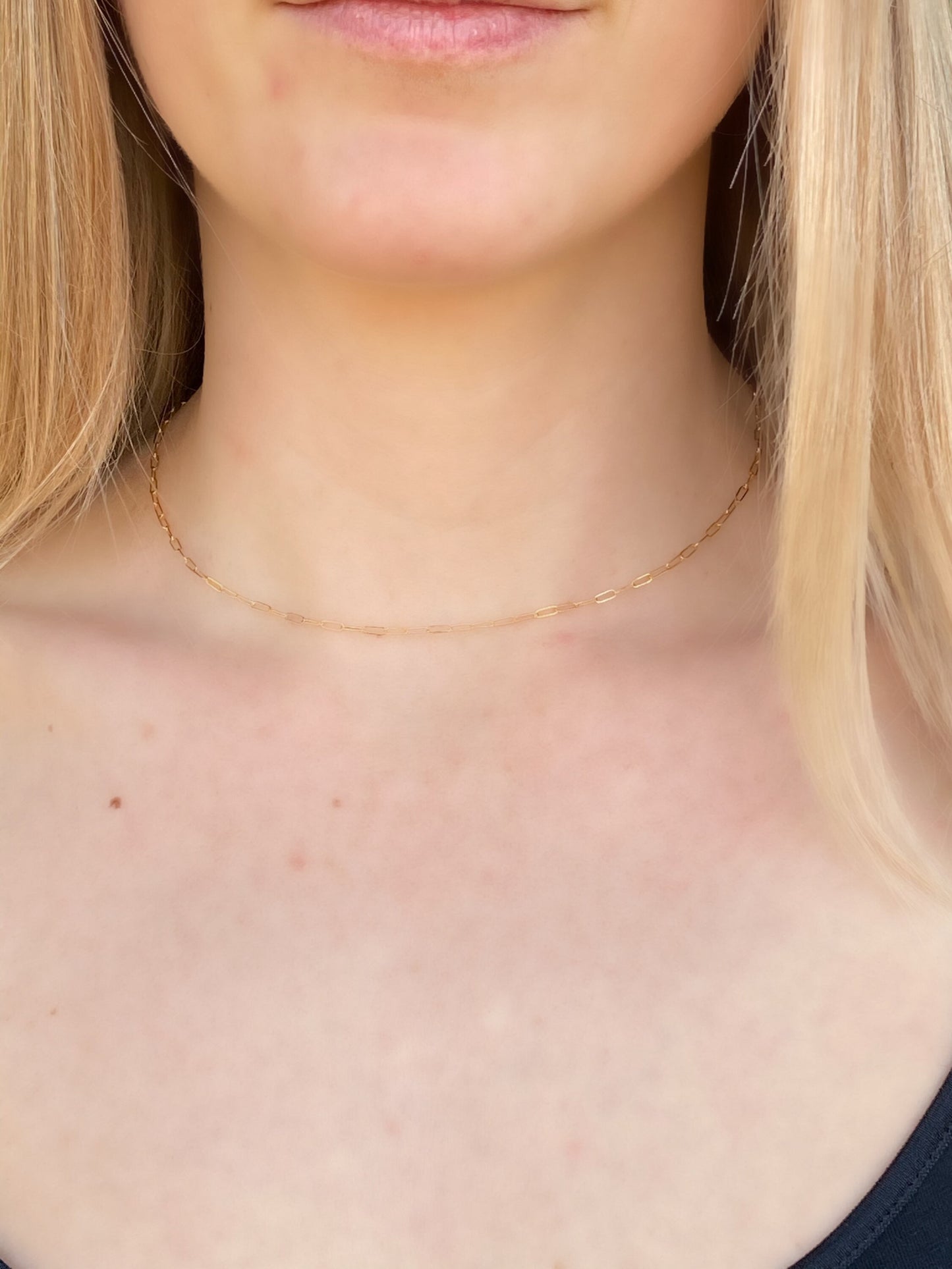 Tiny paper clip chain choker necklace