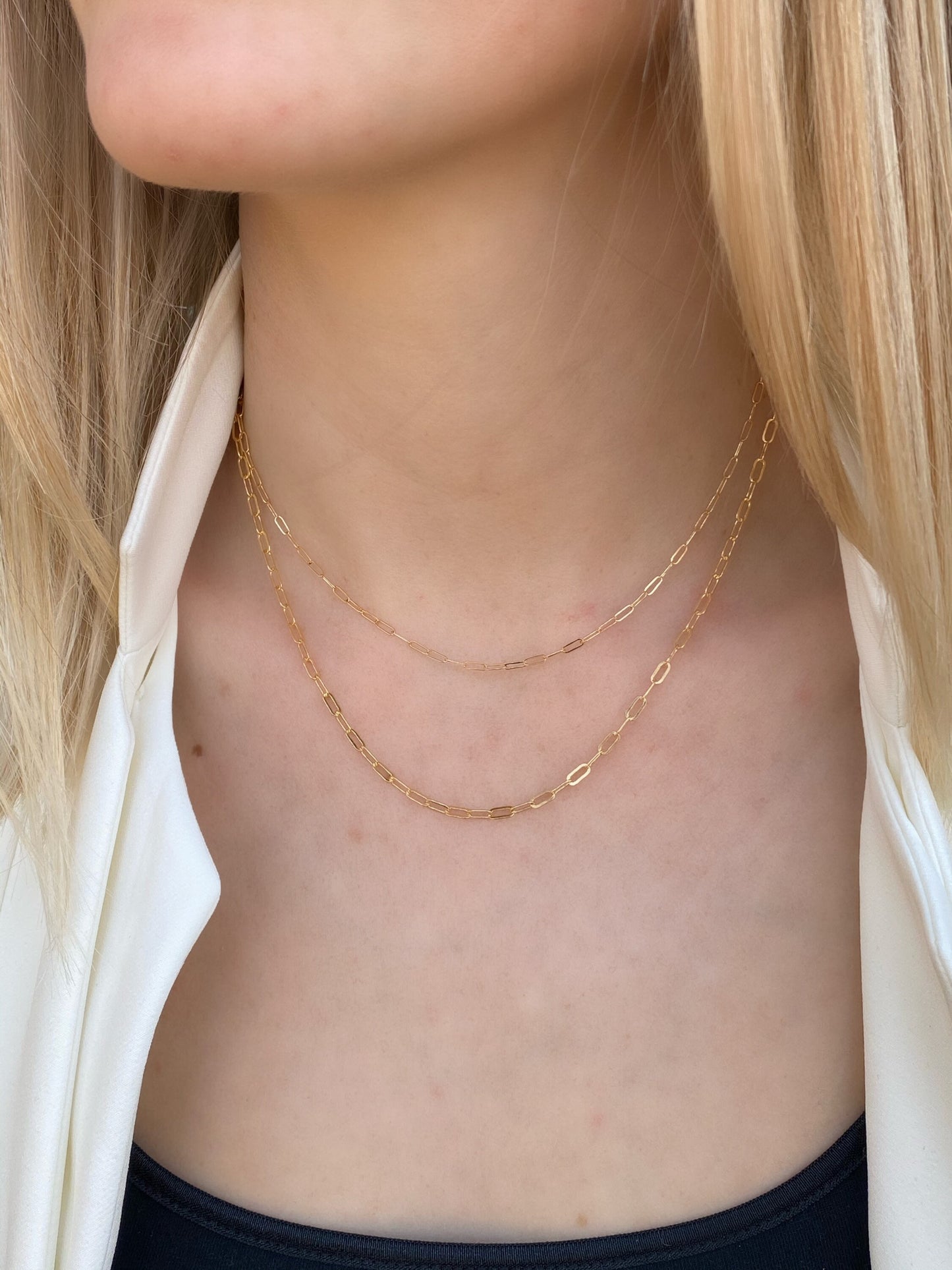 Tiny paper clip chain choker necklace