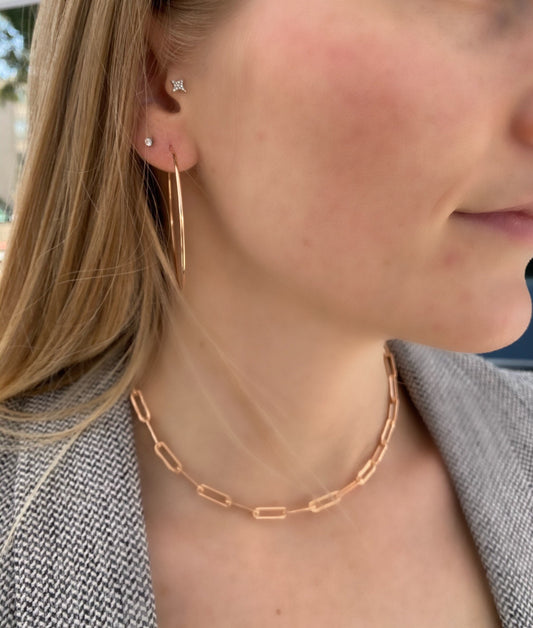 Rose gold filled paper clip chain necklace