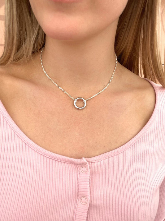 Charm holder necklace, 925 sterling silver rolo chain