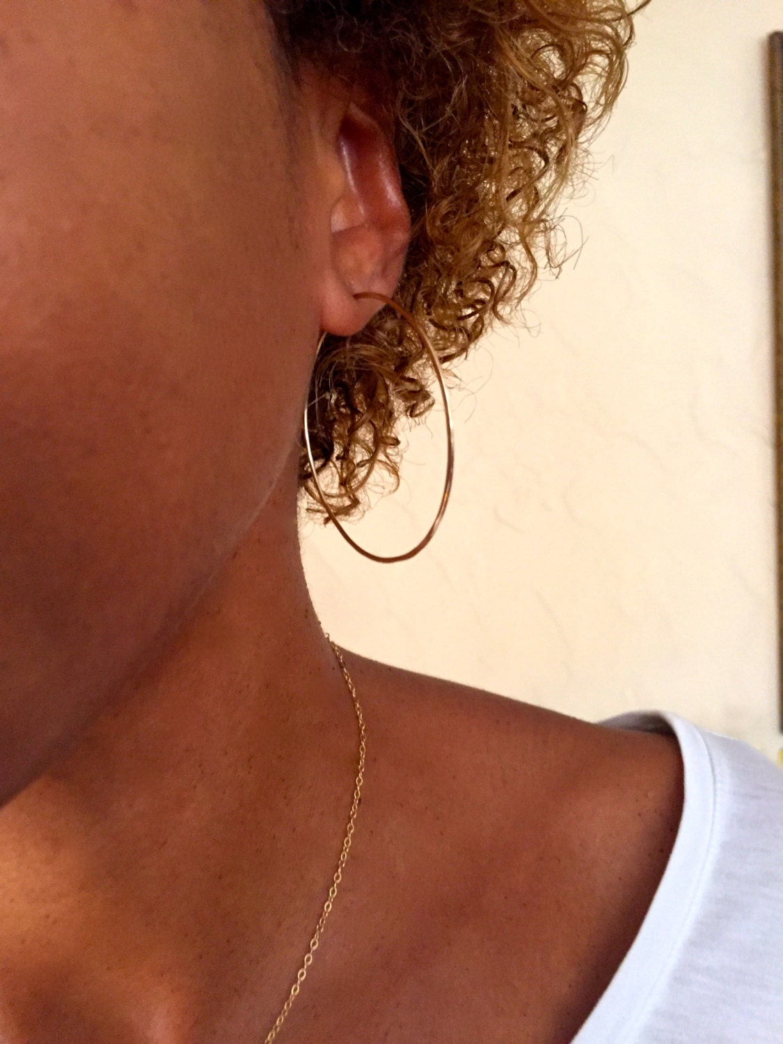 2 inch hammered hoop earrings- Thin hoops- Sterling silver, Gold filled or Rose gold filled- Hand made