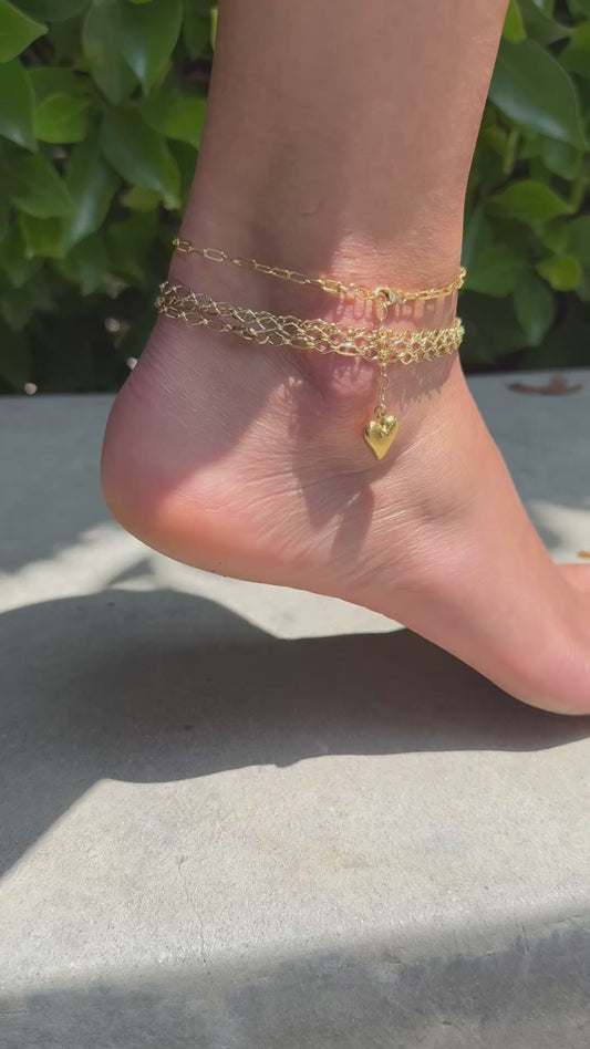 Anklet: Sterling silver or 14k gold filled, various styles